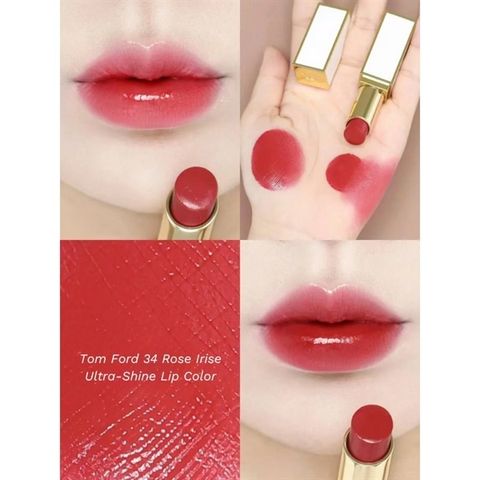 Son Tom Ford Soleil 34 Rose Irise - Mỹ Phẩm Màu Hồng Ánh Ngọc, Vỏ Trắng - Đẹp Tự Nhiên và Sang Trọng