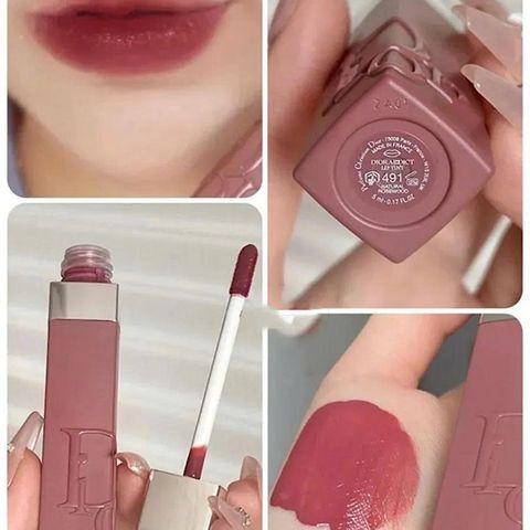 Son Kem Dior Addict Lip Tint 491 Natural Rosewood - Son Môi Hồng Đất Dạng Kem Chất Lượng Cao, Phong Cách Tự Nhiên, Sang Trọng