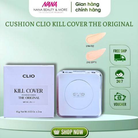 Phấn Nước CLIO Kill Cover Founwear Cushion The Original SPF50+ PA, Kem Nền Dễ Dàng Dùng Cho Da Dầu - Gọn Nhẹ, Hoàn Hảo, Đẹp Tự Nhiên