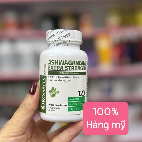 Viên uống Bronson Ashwagandha Extra Strength 120 viên - Giảm căng thẳng, hỗ trợ ngủ ngon và tăng cường năng lượng tinh thần