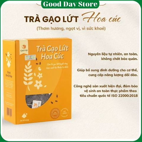 Trà Gạo Lứt Hoa Cúc Quê Việt - Thải Độc, Ngủ Ngon, Hỗ Trợ Điều Hòa Huyết Áp, Thanh Nhiệt Từ Thiên Nhiên