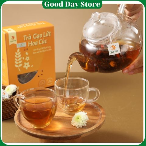 Trà Gạo Lứt Hoa Cúc Quê Việt - Thải Độc, Ngủ Ngon, Hỗ Trợ Điều Hòa Huyết Áp, Thanh Nhiệt Từ Thiên Nhiên