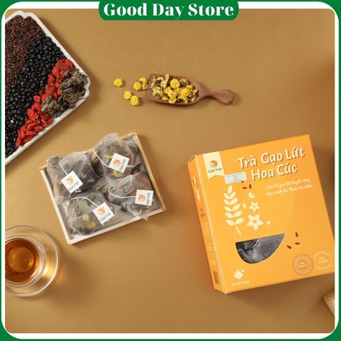 Trà Gạo Lứt Hoa Cúc Quê Việt - Thải Độc, Ngủ Ngon, Hỗ Trợ Điều Hòa Huyết Áp, Thanh Nhiệt Từ Thiên Nhiên
