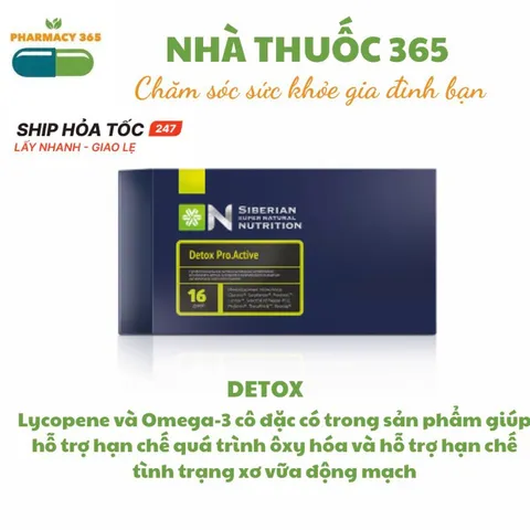 Siêu Thải Độc - Thực Phẩm Bảo Vệ Sức Khỏe Siberian Super Natural Nutrition Detox Pro.Active - Hỗ Trợ Tiêu Hóa 16 Túi 6 Viên
