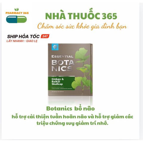 Viên uống hỗ trợ trí nhớ Essential Botanics Ginkgo & Baikal Skullcap – 30 viên cải thiện tuần hoàn não, giảm suy giảm trí nhớ