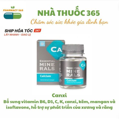 Thực phẩm bảo vệ sức khỏe Essential Minerals Calcium - Bổ sung Canxi & Vitamin D3 - 60 viên - Tăng cường sức khỏe xương và răng