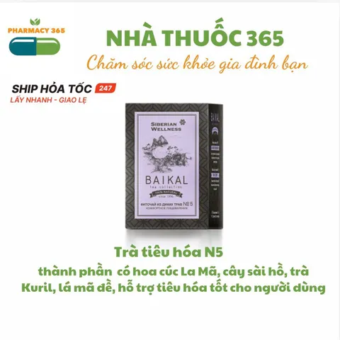 Trà thảo mộc Baikal Tea Collection N5 Hỗ trợ Tiêu hóa - 30 Túi Trà Thảo Dược Từ Siberia - Hương Vị Tự Nhiên, An Toàn