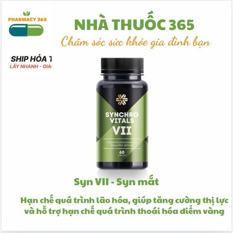 Viên uống hỗ trợ mắt SYNCHROVITALS VII - Tăng cường thị lực với Lutein, Beta-carotene, Zeaxanthin - 60 viên, Chất lượng Liên Bang Nga
