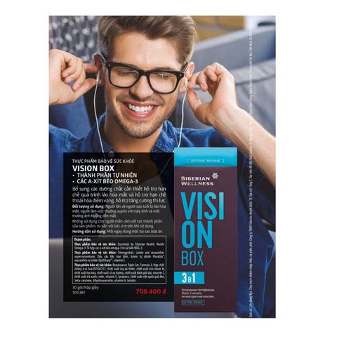 Thực phẩm bảo vệ sức khỏe Vision Box - Bổ mắt tự nhiên với Omega-3, hỗ trợ tăng cường thị lực - 30 túi, hàng chính hãng