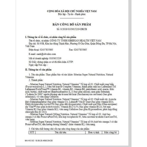 Siêu Vitamin Siberi - Vitamin Tổng Hợp Từ Thiên Nhiên Giúp Tăng Cường Sức Đề Kháng và Cải Thiện Sức Khỏe Tổng Thể