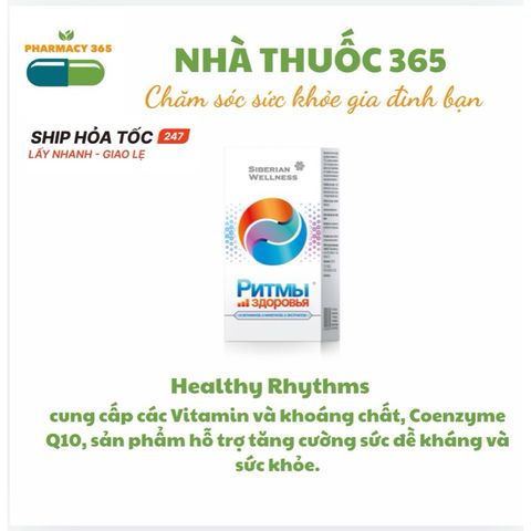 Thực phẩm bảo vệ sức khỏe Healthy Rhythms - Tăng sức đề kháng với Nhân Sâm Siberia và Coenzyme Q10 - 60 viên bổ sung vitamin và khoáng chất