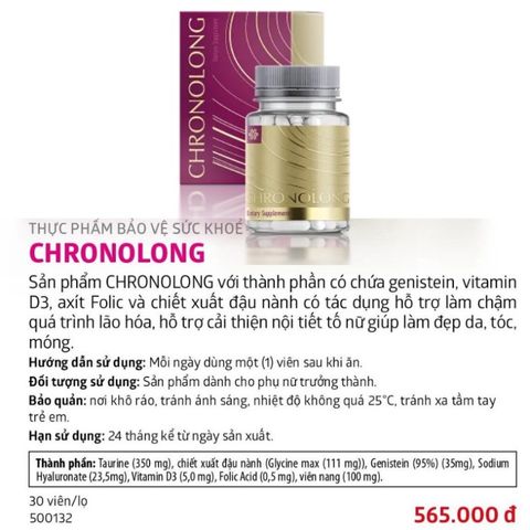 Thực phẩm bảo vệ sức khỏe Chronolong - Cân bằng nội tiết tố nữ, làm đẹp da tóc móng - 30 viên, hàng chính hãng Nga