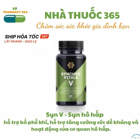 Thực phẩm bảo vệ sức khỏe Synchrovitals V - Hỗ trợ hô hấp tự nhiên với thảo mộc Siberian - 60 viên bổ phế khí, tăng cường sức đề kháng