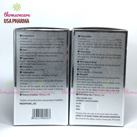 Combo trắng da Lcystine, DHC Vitamin C giúp đẹp da, giảm rụng tóc - Coenzym Q10, l crystine L cistin