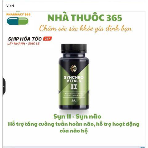 Thực Phẩm Bảo Vệ Sức Khỏe Synchrovitals II - Hỗ Trợ Não Bộ Tăng Cường Trí Nhớ - 60 Viên Ginsenoside, Flavonol Glycoside, Baicalin