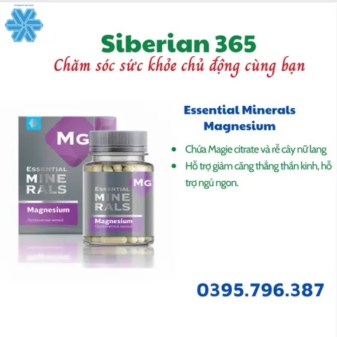 Bổ sung Magie Hỗ Trợ Ngủ Essential Minerals – 60 Viên/Lọ, Cải Thiện Giấc Ngủ Sâu, Giảm Căng Thẳng Mệt Mỏi Tự Nhiên