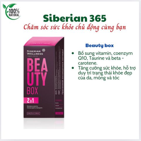 Hộp làm đẹp SIBERIAN WELLNESS - Bổ sung vitamin, Coenzyme Q10, Taurine và Beta-Carotene cho da, móng, tóc khỏe đẹp