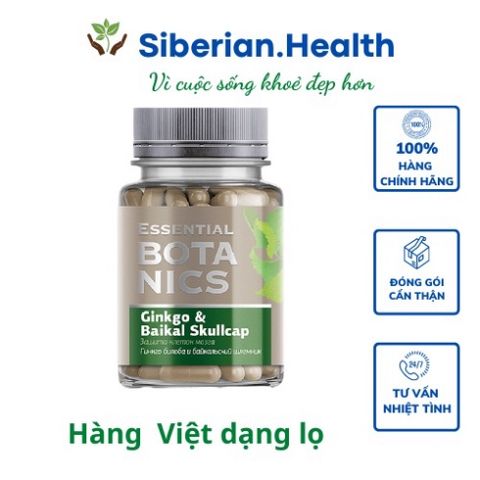 Thực phẩm bổ não Essential Botanics Ginkgo & Baikal Skullcap - Tăng cường trí nhớ - 30 viên, Hỗ trợ cải thiện tuần hoàn não