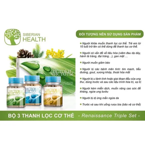 Bộ 3 Trà Thải Độc Renaissance Triple Set - Hỗ Trợ Tiêu Hóa & Tăng Cường Sức Đề Kháng - 180 Viên Siberian Wellness