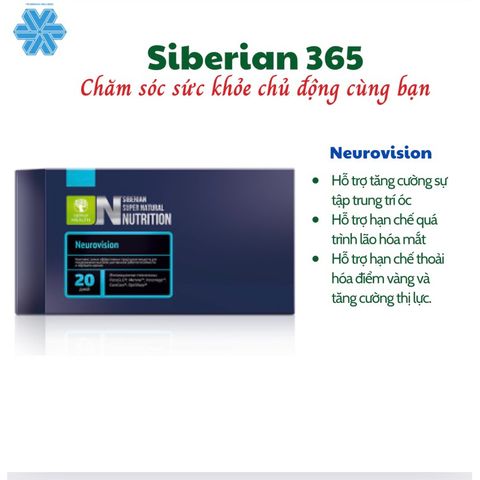 Thực phẩm Bổ Não và Bảo Vệ Mắt Siberian Super Natural Nutrition Neurovision - 20 Gói Tăng Cường Trí Nhớ và Sức Khỏe Tinh Thần