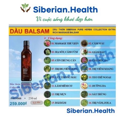 Dầu Massage Balsam Siberian Extra Rich 250ml - Chiết Xuất Thảo Mộc Tự Nhiên, Chăm Sóc Da Toàn Diện, Thư Giãn Cảm Giác