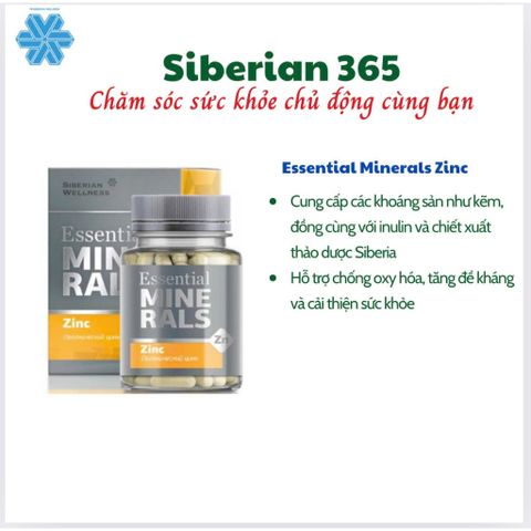[ Bổ sung kẽm siberi tăng đề kháng ] Thực phẩm bảo vệ sức khỏe Essential Minerals Zinc Siberian – 60 viên/lọ