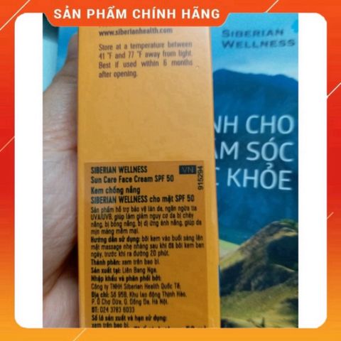 Kem Chống Nắng Siberian Wellness SPF 50 - Bảo Vệ Da Mặt, Ngăn Ngừa Tia UVA/UVB - 50ml, Chăm Sóc Da Mặt Mềm Mại