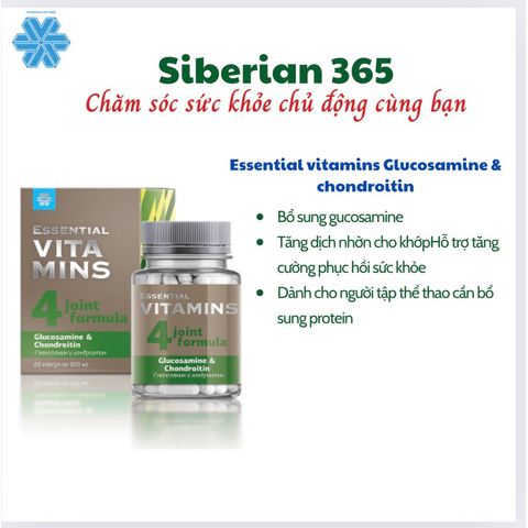 Thực phẩm bổ sung Glucosamine & Chondroitin Essential Vitamins 4 - Hỗ trợ xương khớp - 60 viên - Sức khỏe khớp tối ưu
