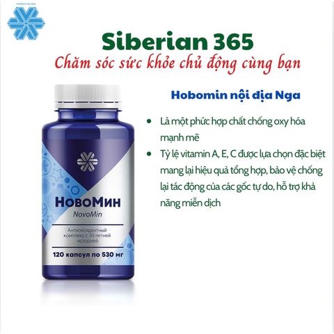 Viên uống Novomin Hobomin Fomula 4 - Tăng cường sức đề kháng và miễn dịch - 120 viên vitamin A, C, E từ Siberian Wellness