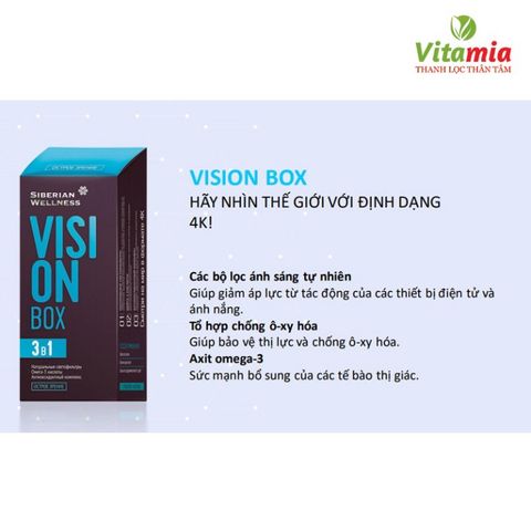 Thực phẩm bảo vệ sức khỏe Vision Box - Hỗ trợ thị lực - Bổ mắt Omega-3 tự nhiên - 30 túi, date T2/2026