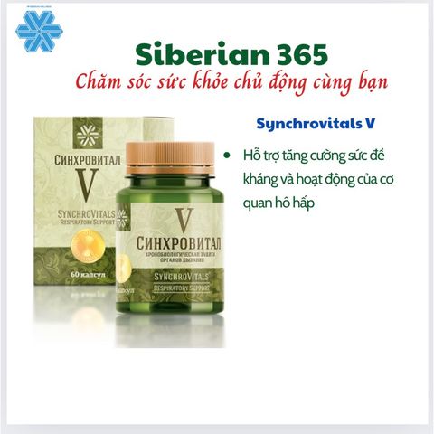 Thực Phẩm Chức Năng Synchrovitals V Siberian - Hỗ Trợ Hô Hấp Từ Thiên Nhiên, 60 Viên, Tăng Cường Sức Khỏe