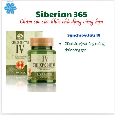 Thực phẩm bảo vệ sức khỏe hỗ trợ gan Synchrovitals IV Siberian Wellness - 60 viên, chiết xuất thảo mộc tự nhiên, hạn sử dụng T2/2026