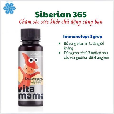 Siro Immunotops Tăng Sức Đề Kháng Cho Trẻ Em 95ml - Vitamin C Tự Nhiên, Không Đường, Hỗ Trợ Miễn Dịch Từ Thiên Nhiên