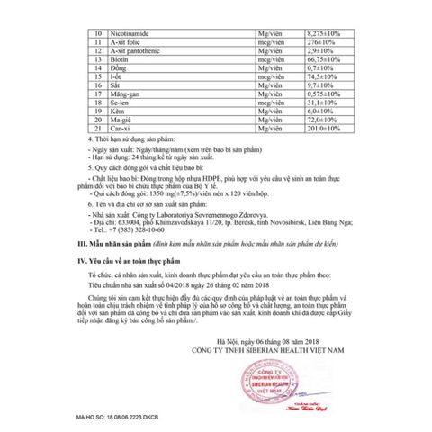 [Mega essential thể thao] Siberian Super Natural Sport Mega Essentials – 120 viên – Date T5/2026