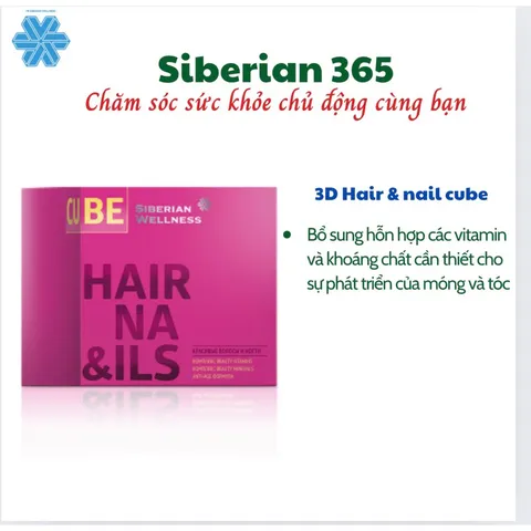 [Hỗ trợ móng, tóc] Thực phẩm bảo vệ sức khỏe 3D Hair & Nails Cube – 30 gói – Date T12/2026