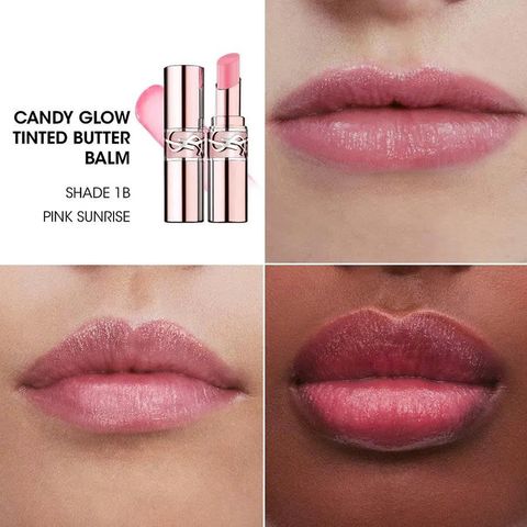 Son Dưỡng YSL Yves Saint Laurent Candy Glow Tinted Butter Balm 1B Pink Sunrise - Màu Hồng Trong Suốt, Dưỡng Ẩm Tự Nhiên, Sang Trọng