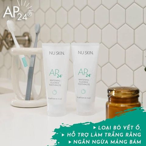 Kem Đánh Răng Nuskin AP24 Whitening Fluoride - Sạch Mảng Bám, Hơi Thở Thơm Mát, Hàng Nhập Khẩu Mỹ, 110g