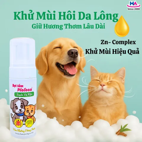 Bọt Tắm Khô Plotoon cho Chó Mèo - Giúp Làm Sạch Ve Rận, Khử Mùi, Làm Mượt và Giữ Ẩm Dễ Dàng, Không Cần Nước