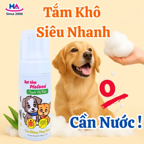 Bọt Tắm Khô Plotoon cho Chó Mèo - Giúp Làm Sạch Ve Rận, Khử Mùi, Làm Mượt và Giữ Ẩm Dễ Dàng, Không Cần Nước