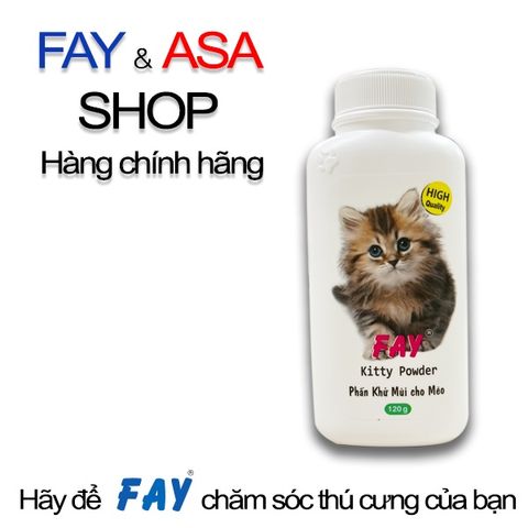 Phấn Vệ Sinh FAY Kitty - Tắm Khô Cho Mèo Con & Mèo Bệnh - Khử Mùi & Giữ Lông Mịn Màng - 120g