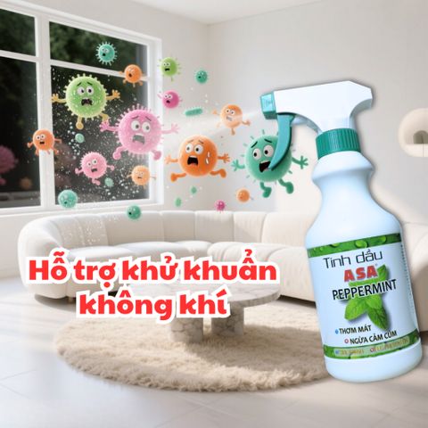 Tinh dầu ASA Bạc Hà thiên nhiên - Khử mùi, giảm căng thẳng, thơm mát với Tràm và Sả Chanh - Sản phẩm xông phòng hiệu quả