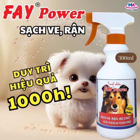 Xịt Ve Rận FAY Power - Tinh Dầu Thiên Nhiên Ngăn Ngừa Bọ Chét & Ve Rận Cho Thú Cưng, Hiệu Quả Lên Đến 1000 Giờ