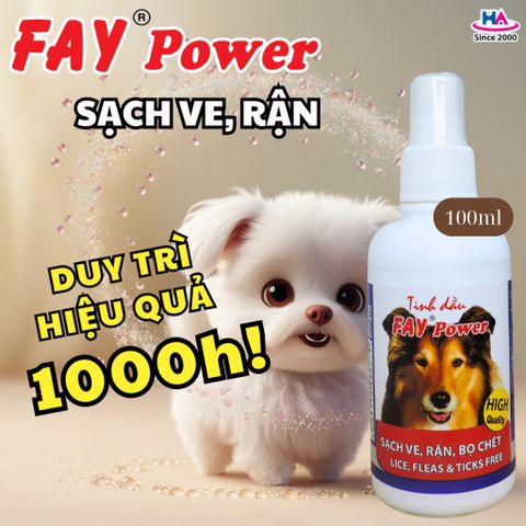 Xịt Ve Rận FAY Power - Tinh Dầu Thiên Nhiên Ngăn Ngừa Bọ Chét & Ve Rận Cho Thú Cưng, Hiệu Quả Lên Đến 1000 Giờ