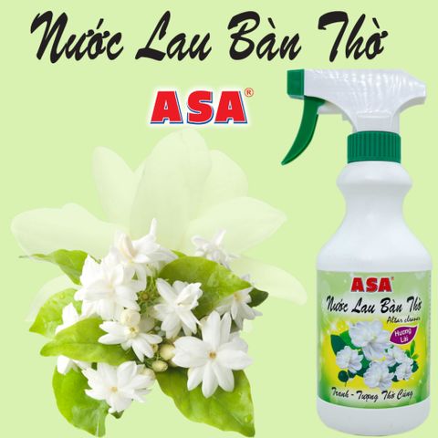 Nước Lau Bàn Thờ ASA - Hương Hoa Lài, Bưởi, Trầm Hương, An Toàn, Khử Mùi, Làm Sạch Kim Loại, Gỗ, Đồ Thờ Cúng - 300ml