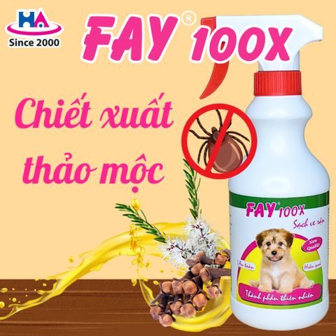 Xịt Ve Rận Bọ Chét FAY 100X - Tinh Dầu Thiên Nhiên An Toàn Cho Thú Cưng, Giúp Làm Sạch Ve Rận, Bọ Chét