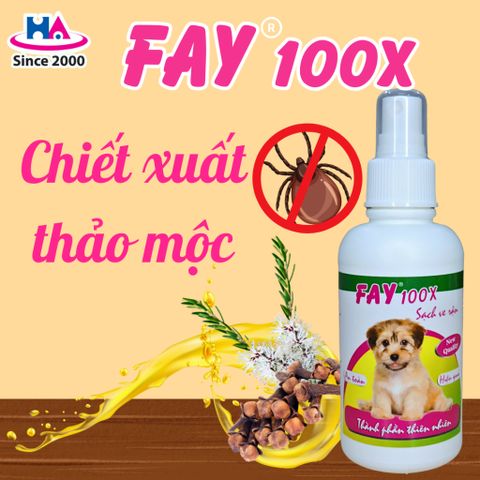 Xịt Ve Rận Bọ Chét FAY 100X - Tinh Dầu Thiên Nhiên An Toàn Cho Thú Cưng, Giúp Làm Sạch Ve Rận, Bọ Chét