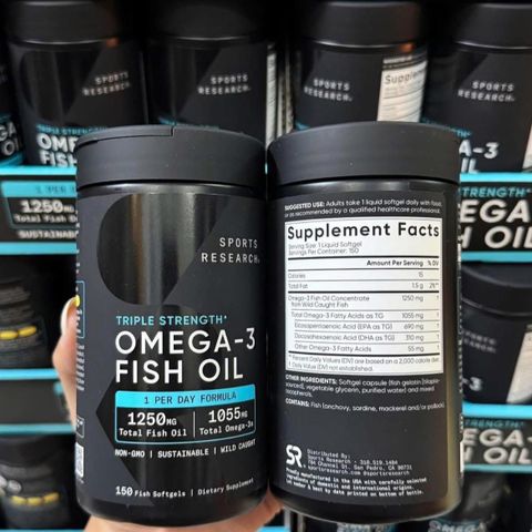 Dầu cá Omega 3 Fish Oil Triple Strength 150 viên - Bổ sung Omega-3 cho sức khỏe tim mạch và chức năng não bộ