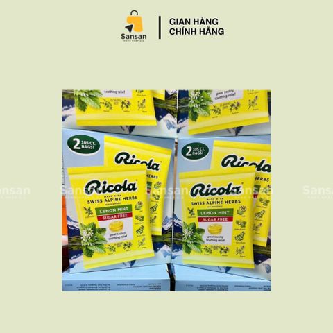 Kẹo Ngậm Thảo Mộc Ricola Chanh Bạc Hà Không Đường 210 Viên - Hương Vị Tươi Mát, Đường Miễn Phí Từ Thụy Sĩ