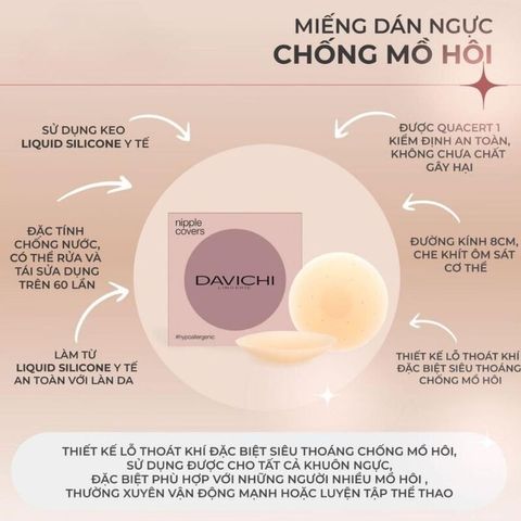 Miếng Dán Nâng Ngực Davichi Silicone Nhiệt Tự Thân - Chống Mồ Hôi, Siêu Mỏng, Độ Bám Dính Cao - Đồ Lót Nữ Thời Trang