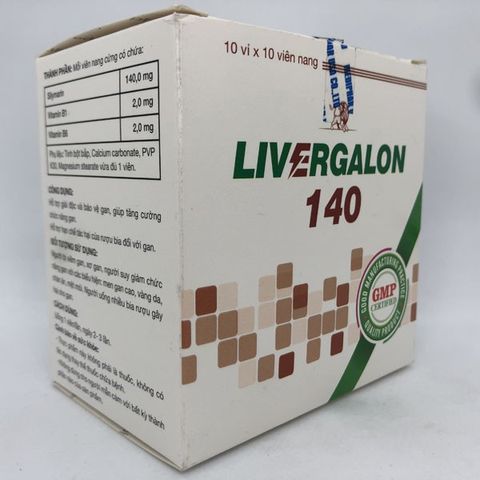 Viên Uống Livergalon 140 - Hỗ Trợ Giải Độc Gan, Bảo Vệ Gan, Tăng Cường Chức Năng Gan - Hộp 100 Viên Nang Cứng